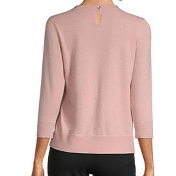 NWT Liz Claiborne Jewel Neck Sweater, Rose Quartz, M - Picture 5 of 5